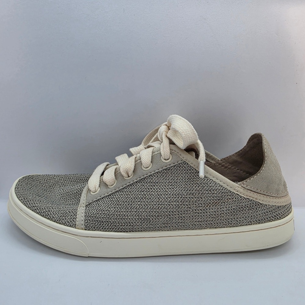 OluKai Pehuea Li Womens‎ 7.5 Tapa Gray Mesh Lace Up Drop-In Heel Sneakers - Picture 8 of 11